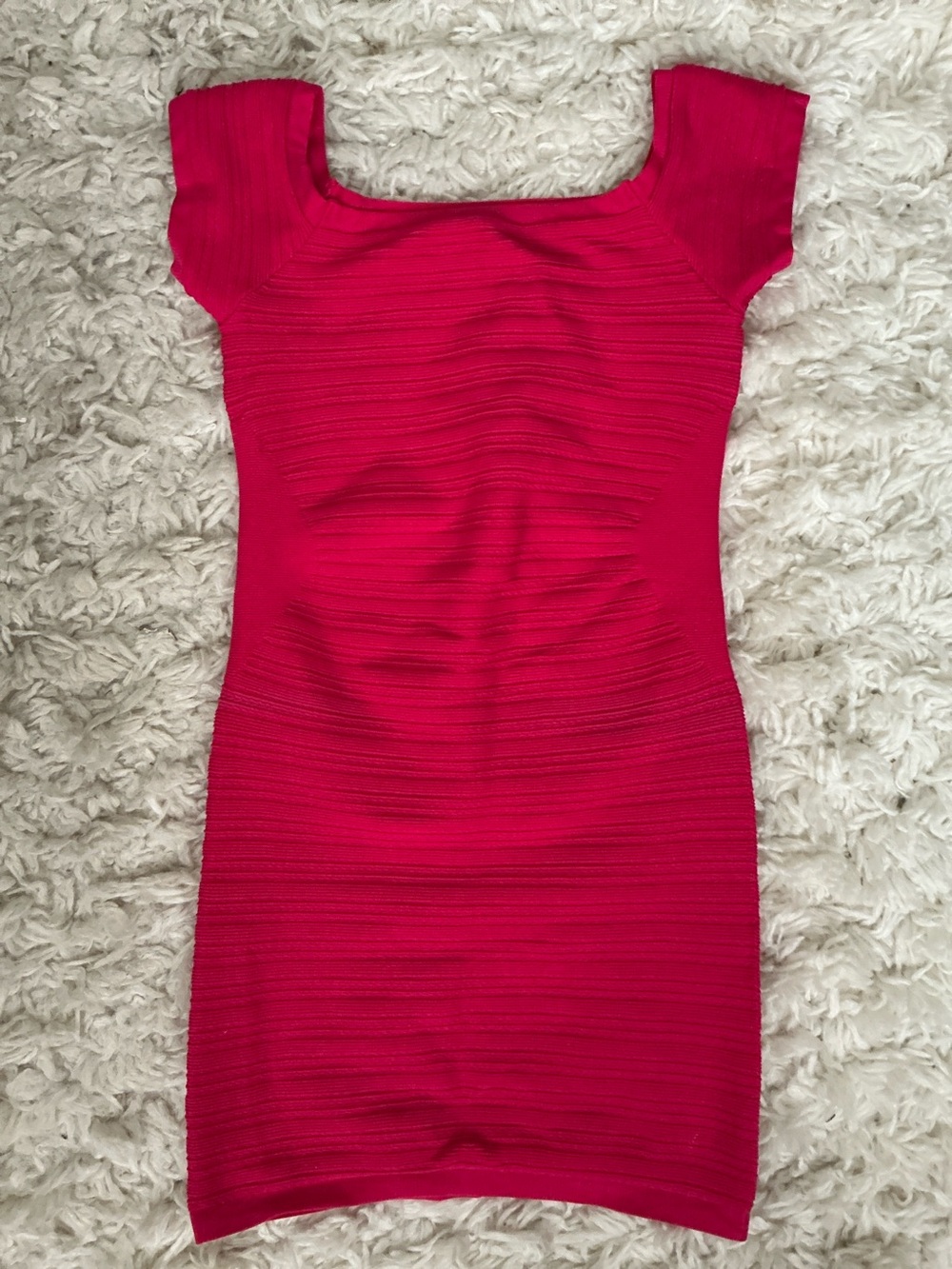 Y2K Hot Pink Off the Shoulder Stretch Body Con Dress